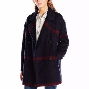 NWOT Double Breasted Plaid Wool Oversized Coat